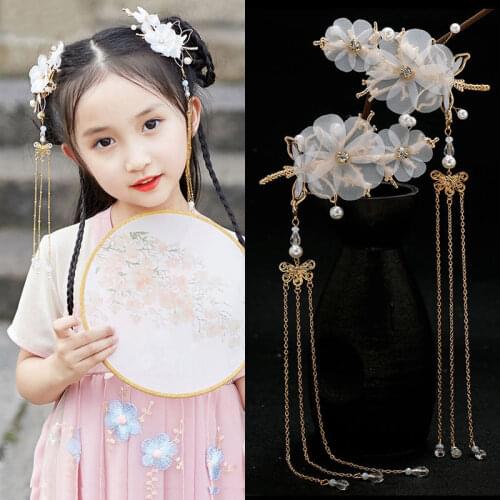 Chinese Vintage Style Tassel Hairpin Women Hair Accessories Flower Crystal Pearl Hair Pins Handmade Hair Jewelry Accessories