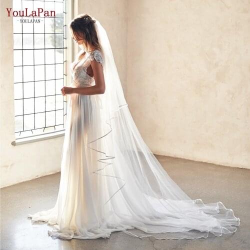YouLaPan V21 Luxurious Bridal Veil with Comb Private Custom Wedding Veil White Ivory Color Bridal Veils Wedding Accessories