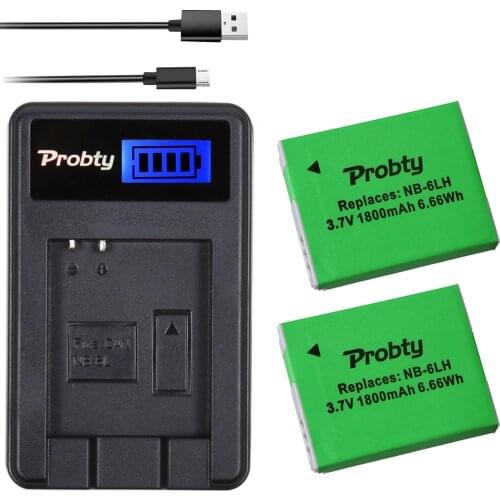 2x NB-6LH NB-6L batteries + Canon PowerShot D10 D20 D30 S95 SX260 SX280 SX540 SX700 SX710 HS camera charger