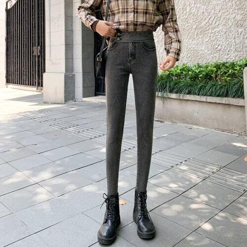 Women Casual Fashion 2021Comfortable Versatile Denim Ladie pencil Pants Vintage solid soft Jeans Bodycon cute Leggins trousers