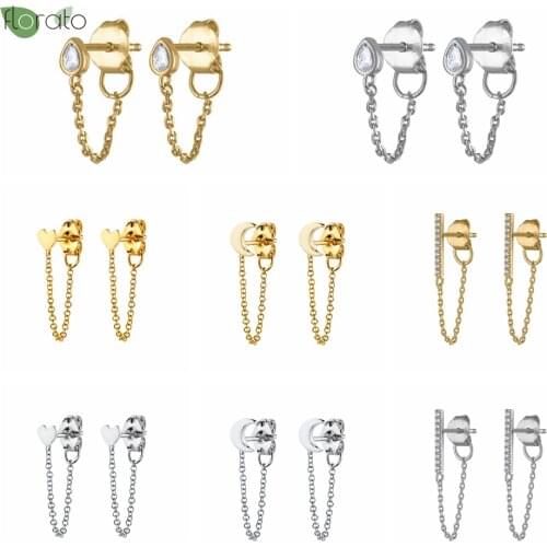 925 Silver Ear Needle CZ Long Tassel Crystal Drop Earrings Promise To Women Wedding Elegant Chain Stud Earring Fashion Jewelry