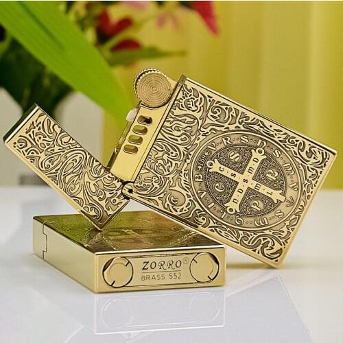 ZORRO Saint "Constantine "552 Complete Bronze Carving Pure Bronze Piano Sound Kerosene Lighter