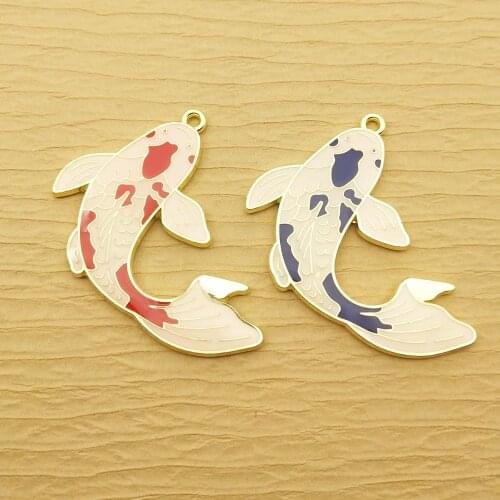 10pcs 34x37mm enamel fish charm for jewelry making fashion earring pendant bracelet necklace charms