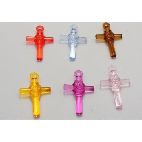 100 Mixed Color Transparent Acrylic Cross Pendants 27X18mmmm Dangle Charms