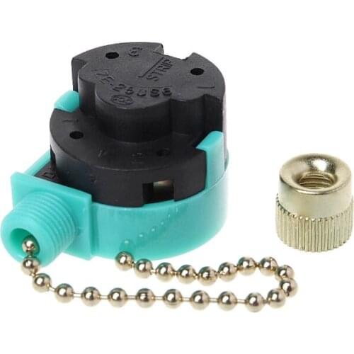 2019 New 3A/250V 6A/125V Zipper Switch 3 Speed Pull Chain Control Nickel Fan Wall Switch 360 degrees 3.6x2.7x2.3x1cm