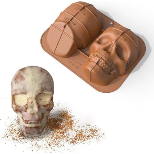 3D Skeleton Non-Stick Baking Mold Head Skull Silicone DIY Chocolate Moulds Party Cake Decoration Mold Pastry Baking Tool #20