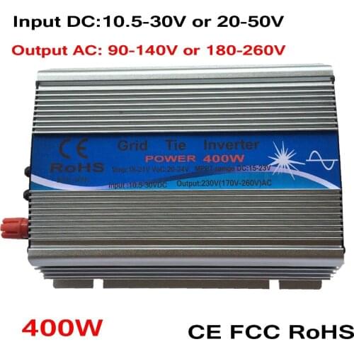 400W Grid Tie Micro Inverter, 10.5-30V 20-50 DC to AC 110V 220V Pure Sine Wave Inverter Suitable for PV Module or Wind Turbine
