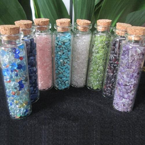 8pcs/lot) 20ml Glass Wishing Bottles Drift Bottles Mixed Natural Tumbled Stones Pocket Stones for birthday & Lovers' gifts