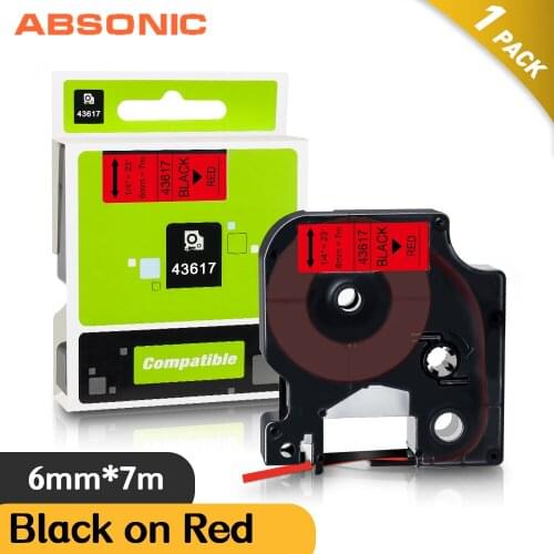 Absonic Black on Red Label Tapes 43617 Compatible for Dymo D1 Label Manger 420P 100 LM250 1/4" (6mm) Label Maker Printer Ribbons