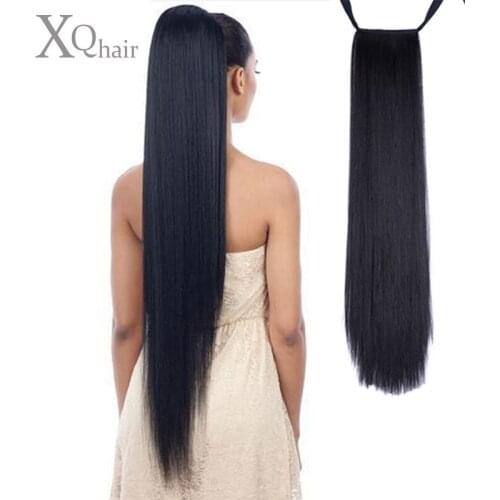 Synthetic hair accessory for long straight hair with ponytail, for ladies' daily wear. Extra-long 32-inch synthetic hair. Women