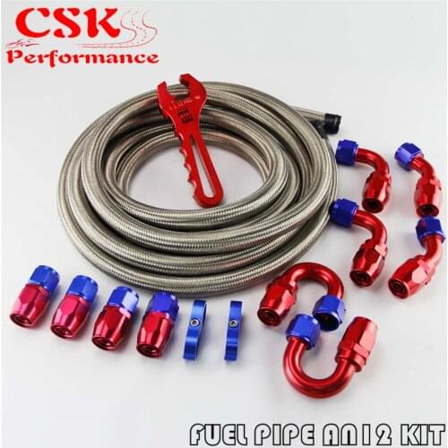 AN12 Stainless Steel Braided Hose line +Fitting Adaptor+Wrench Tools Spanner kit