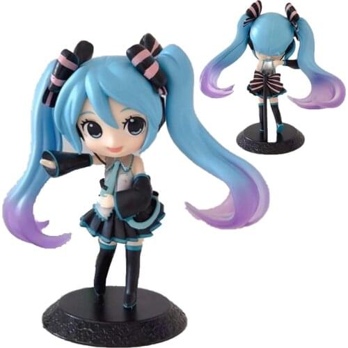 Anime Hatsune Miku Q version aqua blue girl figure ornaments model doll birthday christmas gift collection toy