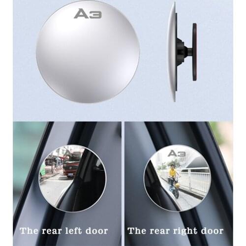 Car 360°rotating Wide Angle Round Convex Mirror 304 stainless steel Rearview Parking Mirror for Audi A3 A4 A5 A6 A7 Accessories
