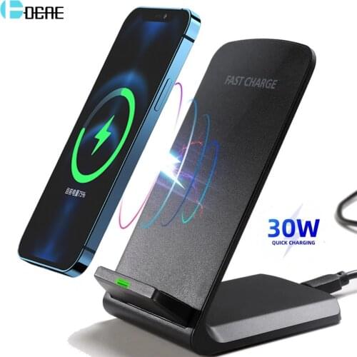 FDGAO 30W Qi Wireless Charger Stand For iPhone 12 11 Pro XS MAX XR X 8 Samsung S10 S20 S21 Fast Charging Holder Phone Chargers