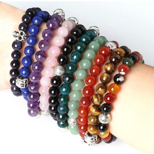 Natural Stone Skull Bracelets& Bangles Beads Buddha Charm Bracelet For Women 2015 Bracciali Pulseras Men Jewelry