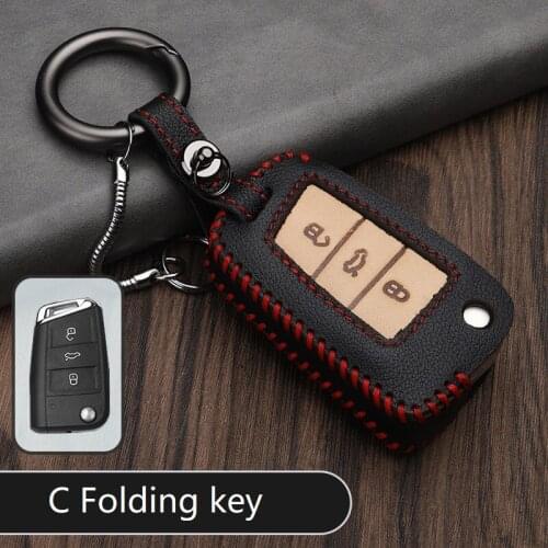 Genuine Leather Key Skin car key Case Cover For Volkswagen Polo Golf 7 Tiguan For Skoda Octavia Kodiaq Karoq For SEAT Ateca Leon