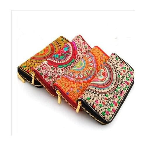 Arts and crafts with Chinese characteristics Folk embroidery wallet Long zipper Jewelry bags ladys purse