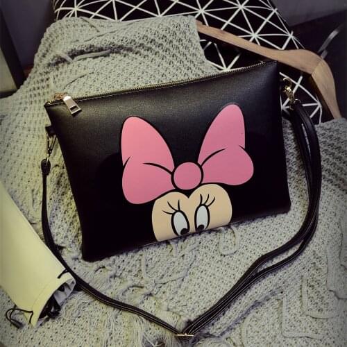 Disney Mickey Diaper Bag Shoulder Bag Minnie Cartoon Messenger Bag PU fashion lady women outdoor travel messenger stitch bag