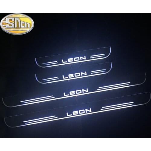 4PCS Moving LED Welcome Pedal Car Scuff Plate Pedal Threshold Door Sill Pathway Light For SEAT LEON MK2 MK3 1M 1P