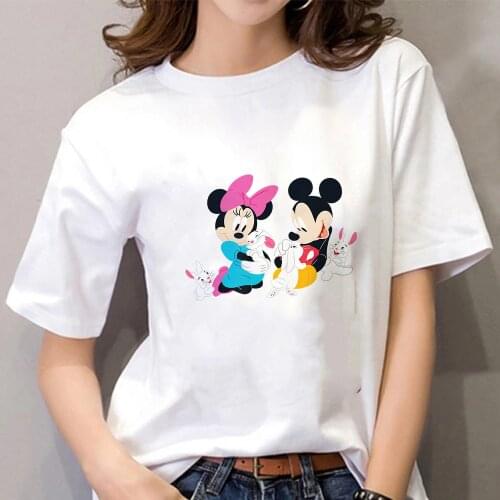 Mickey Minnie Mouse Disney Easter Bunnies T-Shirt Summer New Fashion Funny T shirt Women Lady Harajuku Casual Clothes