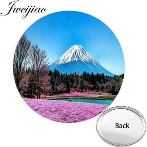 Youhaken Japan Mount Fuji Mini Pocket Mirror Famous Scenery Photo Printed Compact Makeup Vanity Hand Travel Purse Mirror