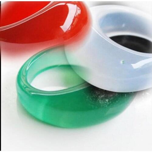 Pure Natural 4 color Jades Banzhi Ring Chalcedony Finger Ring large size Crystal Women Men Stone Jewelry
