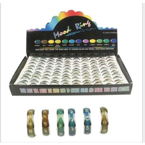 6mm mood ring mood temperature sensing stars ,moon,love hearts,tai chi pattern mood ring mix style 100pcs/lot