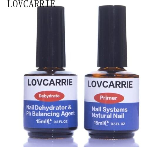 LOVCARRIE 2 PCS/Set Nail Dehydrator and Primer Acrylic UV Gel Base Coat Top Coat Primer Air Dry Pre No Acid Nailart Disinfiction