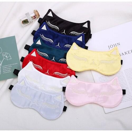 Sleep Mask Silk Cat Sleeping Eye Cover Silk Cute Night Mask Sort Blindfold Bandage For Health Women Men Eyepatches Nap Dream Aid
