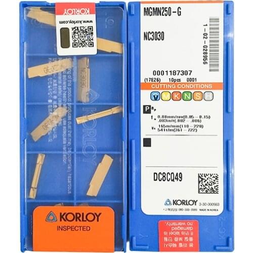 MGMN250-G NC3030 100% KORLOY Original carbide insert with the best quality 10pcs/lot free shipping