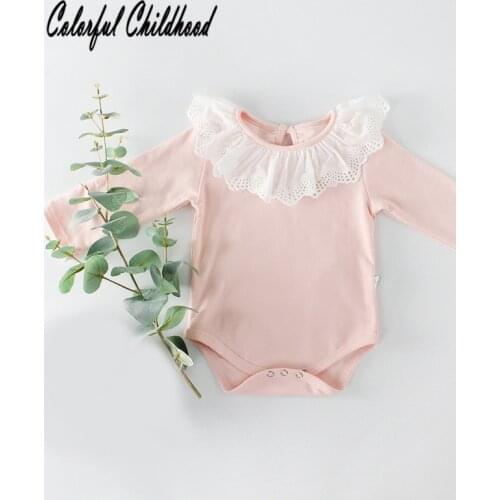 Sweet baby girls lace romper cotton long sleeve princess girls jumpsuit infant kids overalls children pajamas 0-24m