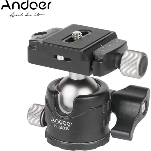 Andoer 360 Degree Tabletop Head Monopod Tripod Ballhead Mount Mini Ball Head with Quick Release Plate for Canon DSLR Cameras