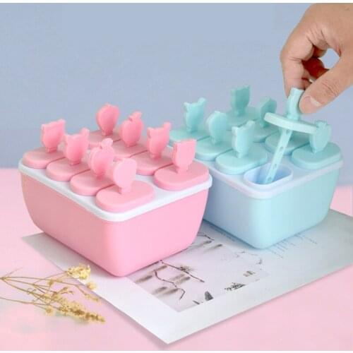 Cartoon Ice-cream Mould Cold Drink 8-grid Ice Box Summer Refrigerator Ice-cream Mould Popsicle Sticks
