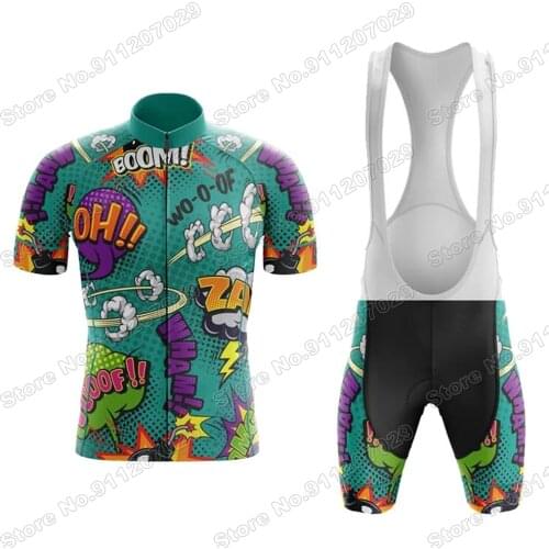 Maillot Explosive Comics 2021 Men Cycling Jersey Set Summer Bicycle Clothing Road Bike Shirts Suit Bicycle Bib Shorts MTB Wear