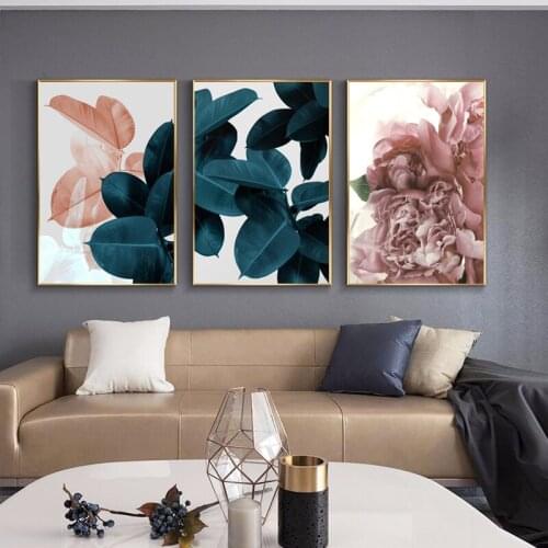 WANGART Flower Abstract Poster Print Wall Art Leaves Canvas Picture Living Room Home Decor