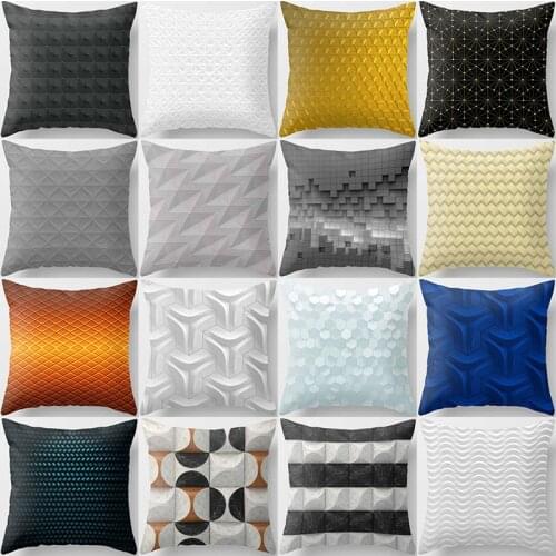 Different geometry colors creative pattern pillow cases short velvet high quality thick pillow case covers 45cmby45cm