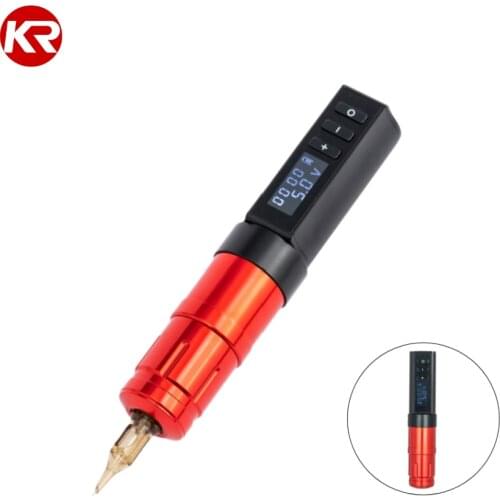 Draadloze Tattoo Pen Batterij Pen Rotary Machine Gun Japan Coreless Motor Digital Display Permanente Make-Up Pen Naald Cartridge