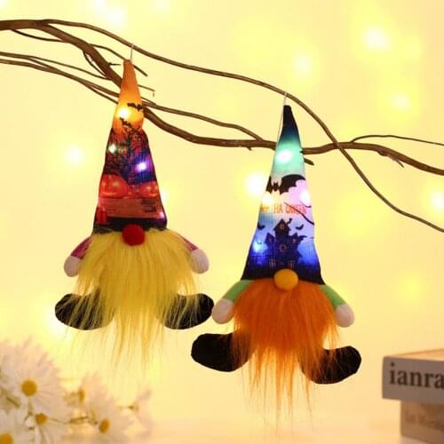 Halloween Doll Pendant Glow Faceless Old Man Hanging Decoration With LED Light Ghost Festival Home Party Halloween Ornaments