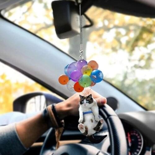 Cat Car Hanging Ornament With Colorful Balloon Ornament Car Interior Decor Home Decoration Accessories Aesthetic Room Decor