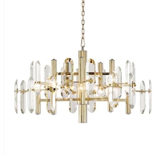 Postmodern crystal chandelier light luxury simple wrought iron lighting creative personality dining room bedroom staircase lamp