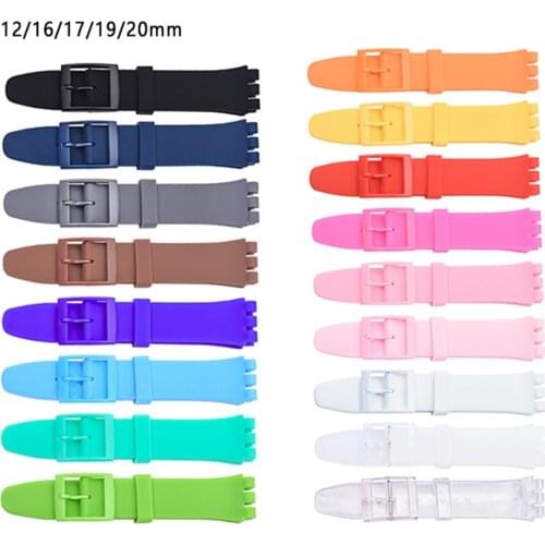 12mm 16mm 17mm 19mm 20mm Silicone Strap for Swatch Watch Band Colorful Rubber Sport Replacement Wrist Bracelet Accessories