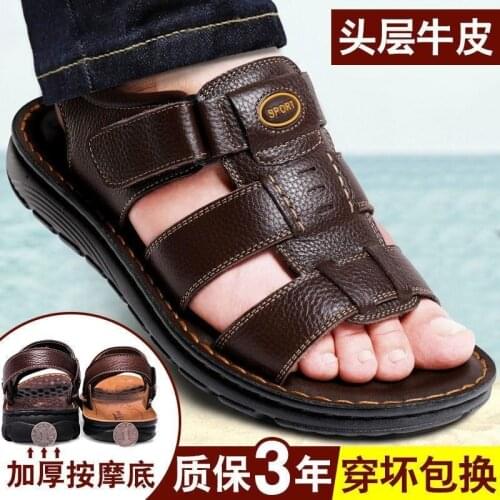 Sandals Slippers Antiskid Leather Fashion Leather Sandals Mens High Mens Shoes Sandalias Hombre Chaussure Homme