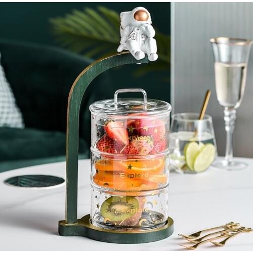 Star Glass Salad Bowl Fruit Bowl Set Nordic Household Stacked Storage Transparent Bowl Multi Layer Heat Resistant With Cover