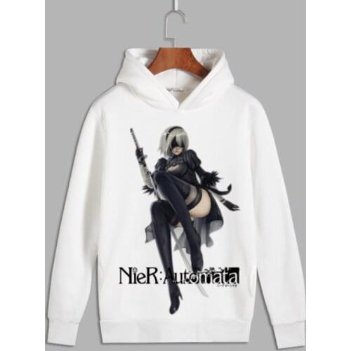 NieR Automata 2b Cosplay Print Pullover hooded sweatshirts Unisex YoRHa 9S Fleece Hoodies for Autumn