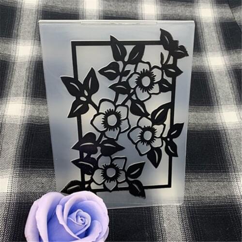 Embossing plastic folding making Flower garden Card Peach blossomframebackground Used forDIY scrapbook folder embossing mold