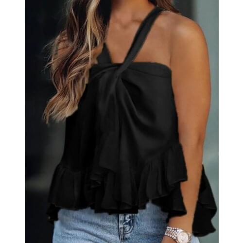 WomTank Tops Women Blouse Women Breast Wrap Solid Color Sexy Sleeveless Halter Sling Tank Tops Casual Basic Halter Neck Blouse