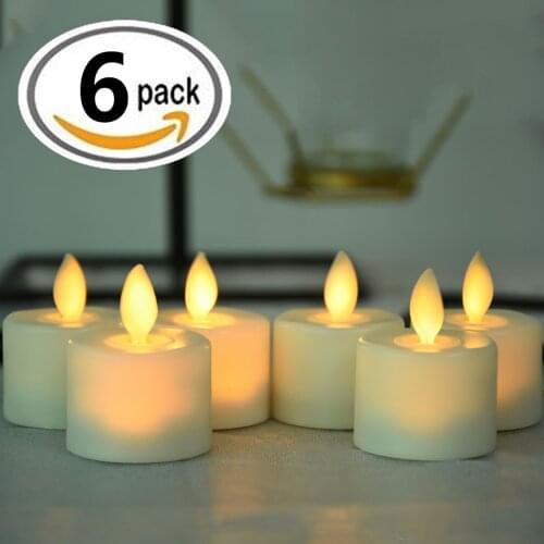 Pack Of 6 Warm White Led Flameless Candles Battery Operated Dancing Flame Household Battery-Powered Tea Light LED Candles