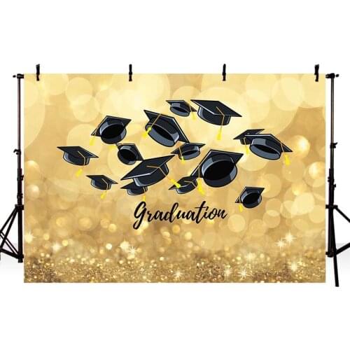 Graduation Graduate sparkly Golden bokeh backdrop Vinyl cloth High quality Computer print party photography backgrounds