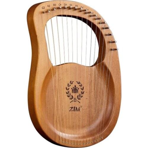 ZANi Lyre Harp,16 Metal Strings Harp Mahogany Crown Pattern Lyre Harp,Portable Stable Sound Quality Harp for Instrument Lovers