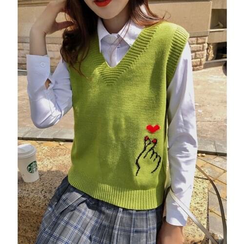 Womens Pullover V Neck Sleeveless Casual Woman Sweater Green Loose Knitted Knitweater Tops Knit Pull Femme 2021 Autumn Spring
